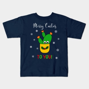 Merry Cactus To You - Opuntia Microdasys Cactus In Christmas Holly Pot Kids T-Shirt